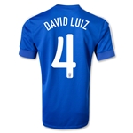 2013 Brazil #4 DAVID LUIZ Blue Away Jersey Shirt